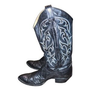 Larry Mahan Black and Gray Cowboy Boots